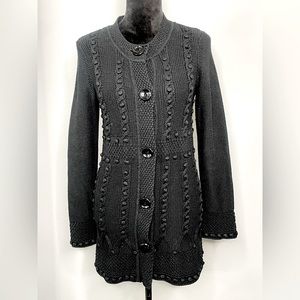 Cashmere/Cotton Cable-knit Black Sweater (S)